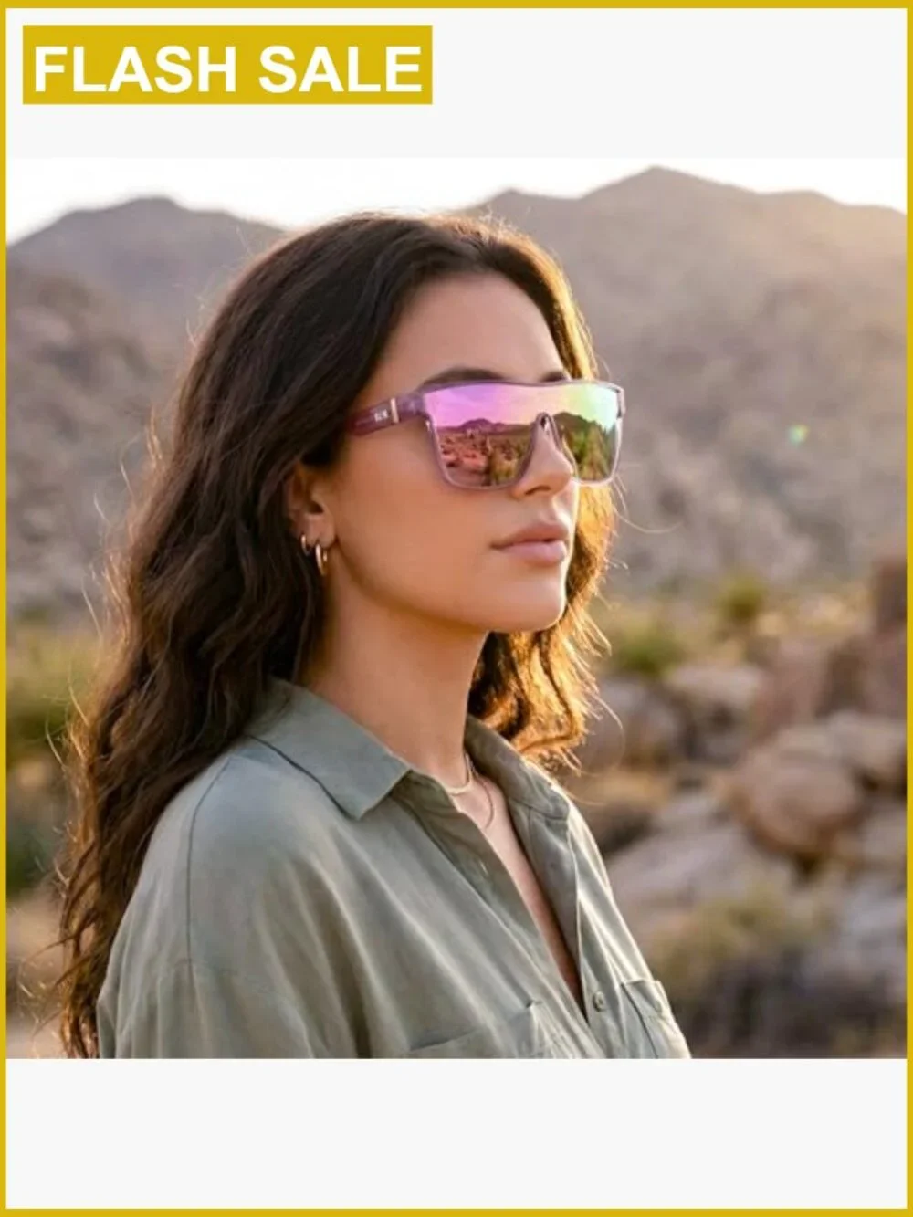Oversized Mirrored Shield Sunglasses UV400 Square Frame Unisex